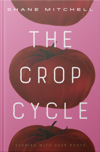 A pink cover The Crop Cycle book cover with three big tomatoes